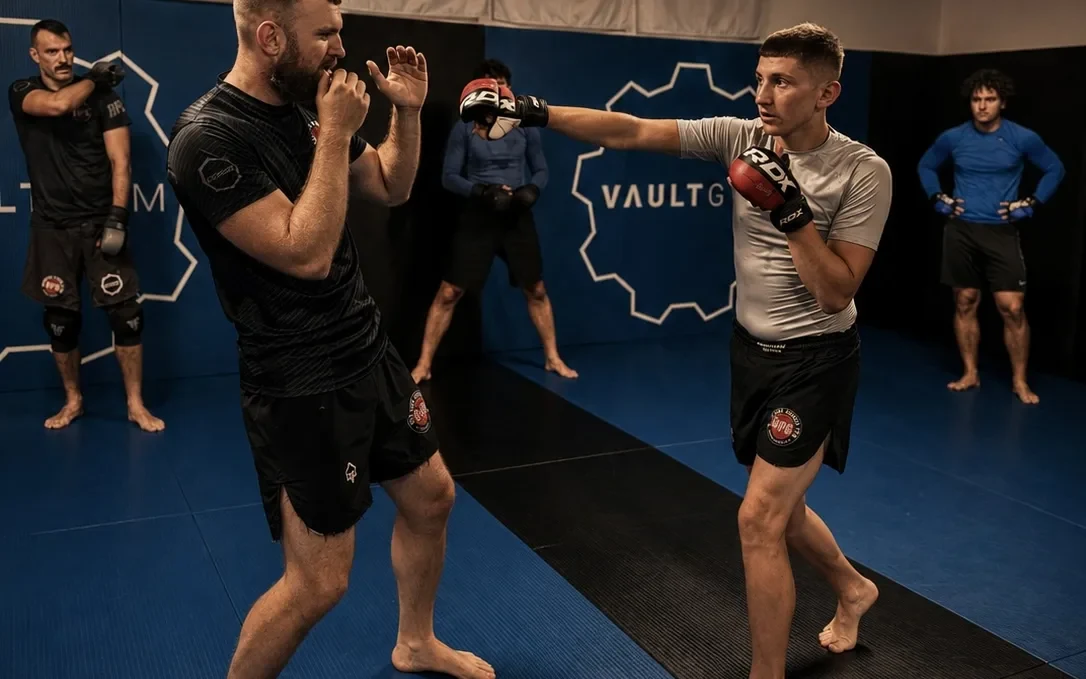 Dospělí na společném tréninku MMA